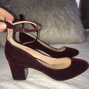 Red Velvet Ankle Strap Heels